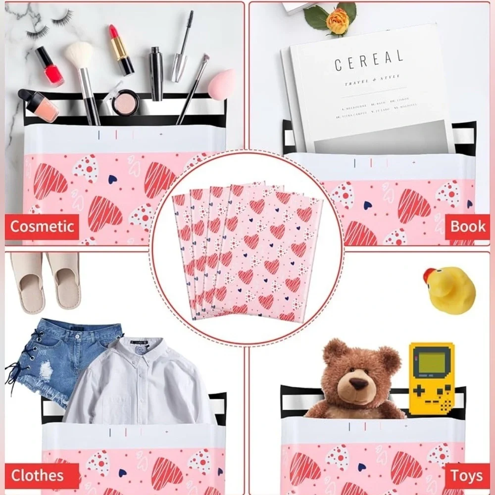 10 Count Polymailer Size Variety Bundle - HEARTS (5/6x9 + 5/10x13)